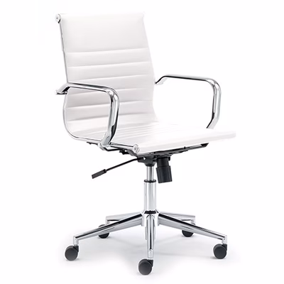 Immagine di Sedia direzionale ZEUS schienale medio ecopelle bianca