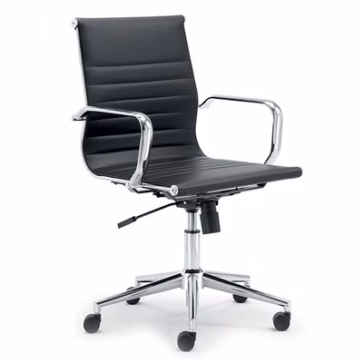 Immagine di Sedia direzionale ZEUS schienale medio ecopelle nera