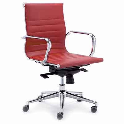 Immagine di Sedia direzionale ZEUS schienale medio ecopelle rossa
