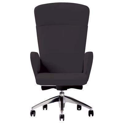 Immagine di Poltrona HALFPIPE direzionale braccioli imbottiti pelle nera