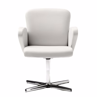 Immagine di Poltrona HALFPIPE visitatore 4r braccioli imbottiti ecopelle bianca