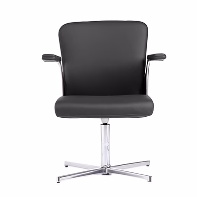 Immagine di Poltrona HALFPIPE visitatore 4r braccioli alluminio ecopelle nera