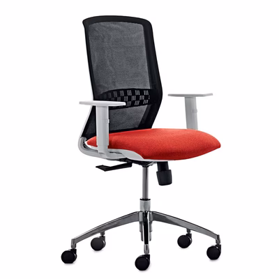 Immagine di Sedia operativa TEKNA WHITE senza poggiatesta rosso