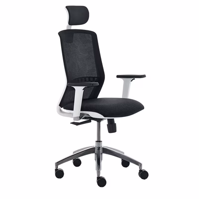 Immagine di Sedia operativa TEKNA WHITE con poggiatesta nero