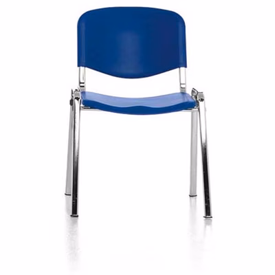 Immagine di Sedia visitatore LEO PLASTIC telaio cromato sedile/schienale colore blu