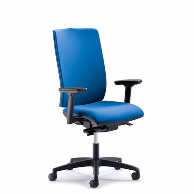 Immagine di Sedia operativa SYSTEM base nylon con braccioli regolabili 3D ecopelle blu