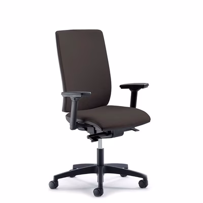 Immagine di Sedia operativa SYSTEM base nylon con braccioli regolabili 3D ecopelle nero