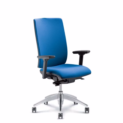 Immagine di Sedia operativa SYSTEM base alluminio con braccioli regolabili 3D ecopelle blu