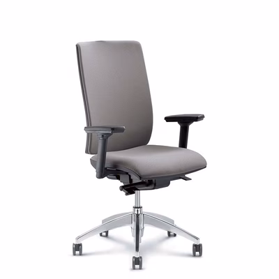 Immagine di Sedia operativa SYSTEM base alluminio con braccioli regolabili 3D ecopelle grigrio