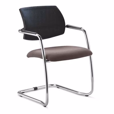 Immagine di Sedia visitatore ELICA SYSTEM su slitta schienale nero sedile grigio