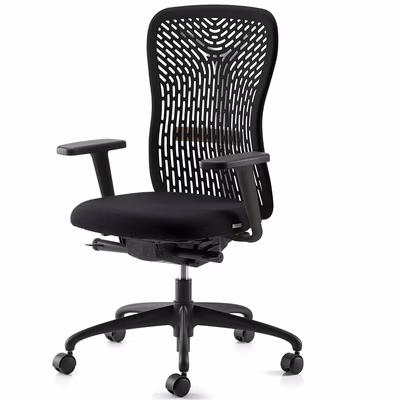 Immagine di Sedia operativa FLEXA struttura nera sedile tessuto nero