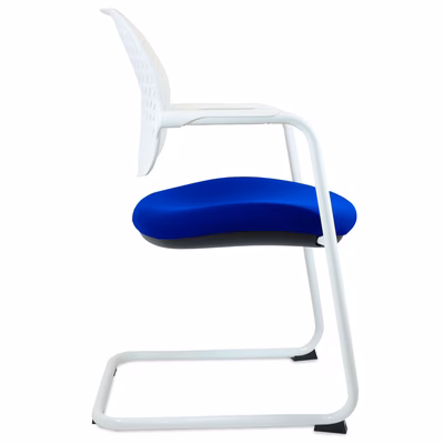 Immagine di Sedia visitatore FLEXA struttura bianca sedile tessuto blu