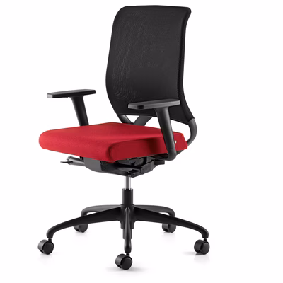 Immagine di Sedia operativa ECOCHAIR struttura nera sedile tessuto rosso