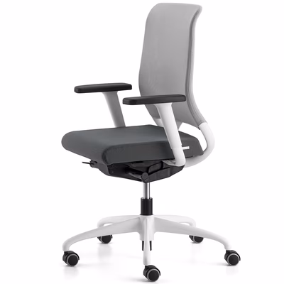 Immagine di Sedia operativa ECOCHAIR struttura bianca sedile tessuto grigio