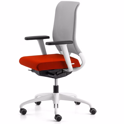 Immagine di Sedia operativa ECOCHAIR struttura bianca sedile tessuto rosso