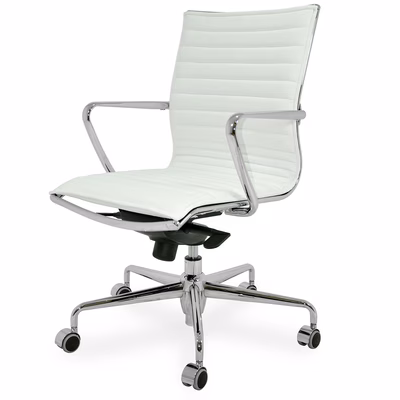 Immagine di Poltrona ALIA TOP schienale medio pelle bianca