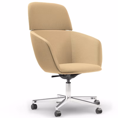 Immagine di Poltrona SOUL schienale alto rivestimento pelle beige