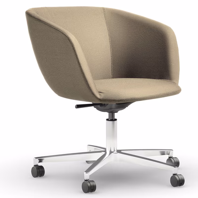 Immagine di Poltrona SOUL schienale basso rivestimento pelle beige