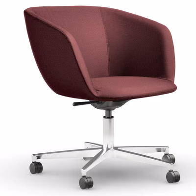 Immagine di Poltrona SOUL schienale basso rivestimento pelle bordeaux