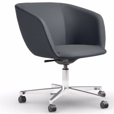 Immagine di Poltrona SOUL schienale basso rivestimento pelle grigio