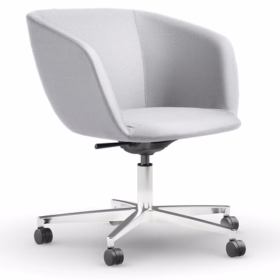 Immagine di Poltrona SOUL schienale basso rivestimento ecopelle bianco