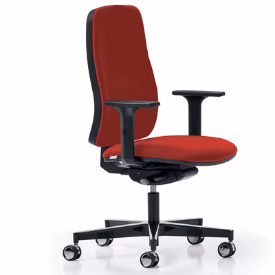 Immagine di Sedia operativa WIN senza poggiatesta struttura nera schienale imbottito rosso