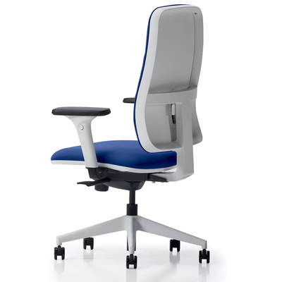 Immagine di Sedia operativa WIN senza poggiatesta struttura bianca schienale imbottito blu