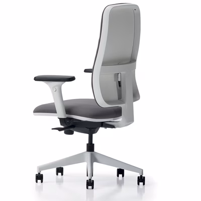 Immagine di Sedia operativa WIN senza poggiatesta struttura bianca schienale imbottito grigio