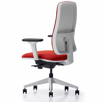 Immagine di Sedia operativa WIN senza poggiatesta struttura bianca schienale imbottito rosso