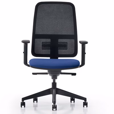 Immagine di Sedia operativa WIN senza poggiatesta struttura nera schienale rete nera blu