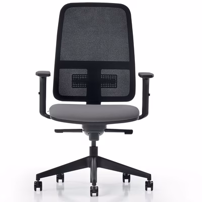 Immagine di Sedia operativa WIN senza poggiatesta struttura nera schienale rete nera grigio