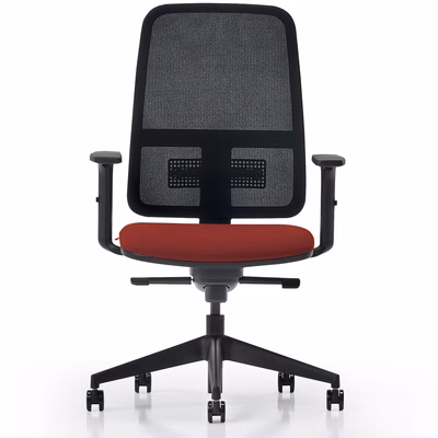 Immagine di Sedia operativa WIN senza poggiatesta struttura nera schienale rete nera rosso
