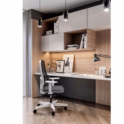 Immagine di Sedia operativa WIN senza poggiatesta struttura bianca schienale rete nera grigio