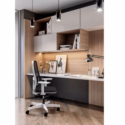 Immagine di Sedia operativa WIN senza poggiatesta struttura bianca schienale rete nera nero