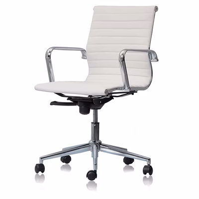 Immagine di Sedia direzionale MANAGER schienale medio ecopelle bianca