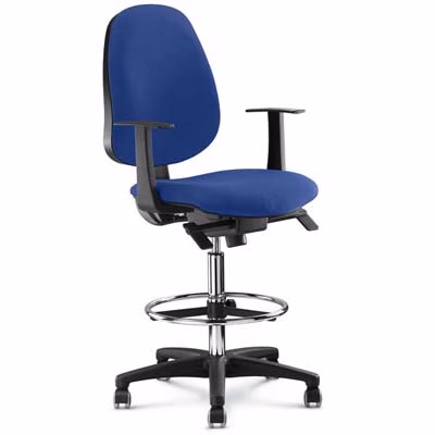 Immagine di Sgabello Elica ZIP con braccioli tessuto blu