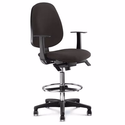 Immagine di Sgabello Elica ZIP con braccioli tessuto nero