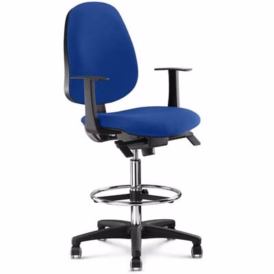 Immagine di Sgabello Elica ZIP con braccioli ecopelle blu