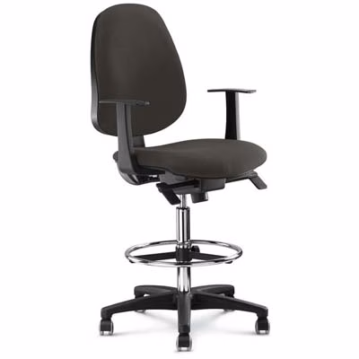 Immagine di Sgabello Elica ZIP con braccioli ecopelle nero