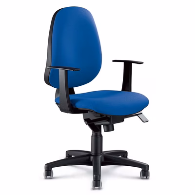 Immagine di Sedia operativa ELICA ZIP con braccioli fissi a T rivestimento in tessuto ignifugo colore blu