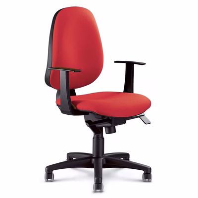 Immagine di Sedia operativa ELICA ZIP con braccioli fissi a T ecopelle rosso