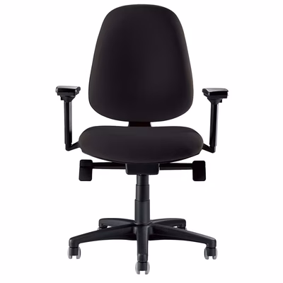 Immagine di Sedia operativa ELICA ZIP con braccioli regolabili 3D rivestimento in ecopelle ignifuga colore nero