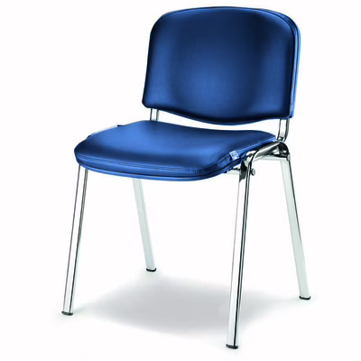 Immagine di Sedia di attesa ELICA ISO PLUS struttura cromata ecopelle blu