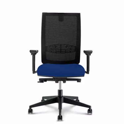 Immagine di Sedia operativa SYSTEM schienale nero seduta blu braccioli regolabili base nylon