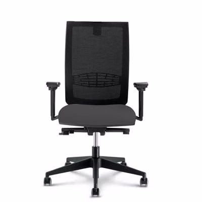 Immagine di Sedia operativa SYSTEM schienale nero seduta grigia braccioli regolabili base nylon