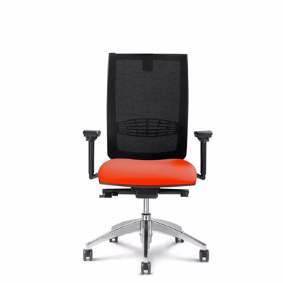 Immagine di Sedia operativa SYSTEM schienale nero seduta rossa braccioli regolabili base alluminio