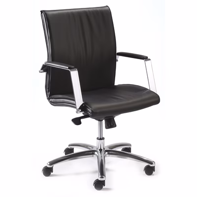 Immagine di Sedia direzionale IRIS schienale medio pelle nera