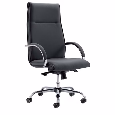 Immagine di Sedia direzionale CROMA schienale alto ecopelle nera
