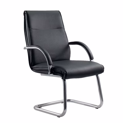 Immagine di Sedia visitatore CROMA ecopelle nera