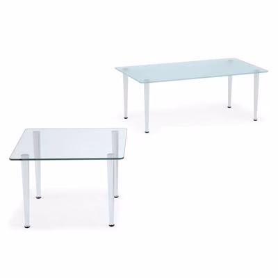 Immagine di Tavolo basso DAKOTA piano cm 90x50x34 vetro trasp.